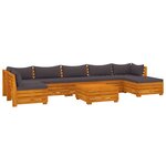 vidaXL Salon de jardin 8 Pièces avec coussins Bois d'acacia solide
