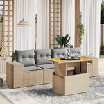 vidaXL Salon de jardin avec coussins 5 Pièces beige résine tressée