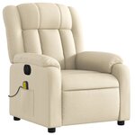 vidaXL Fauteuil inclinable de massage électrique crème tissu