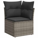 vidaXL Salon de jardin 9 Pièces avec coussins gris résine tressée