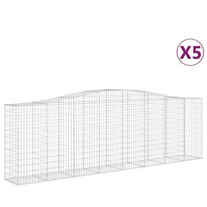 vidaXL Paniers à gabions arqués 5 Pièces 400x50x120/140 cm Fer galvanisé