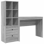 vidaXL Bureau avec tiroir avec étagère avec stockage 2 Pièces Gris Sonoma