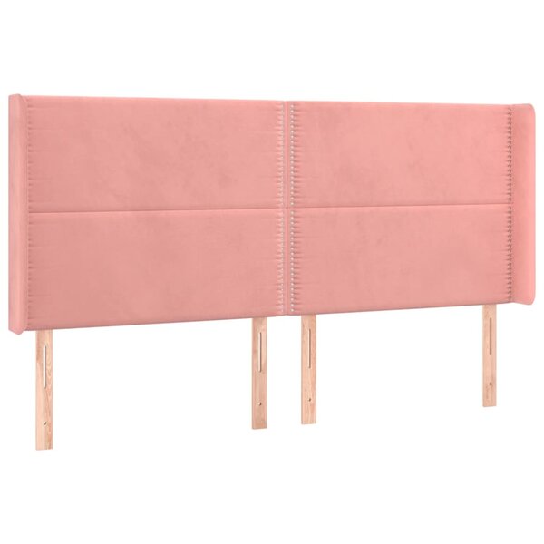 vidaXL Tête de lit avec oreilles Rose 163x16x118/128 cm Velours