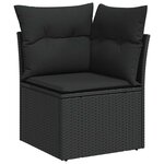 vidaXL Salon de jardin 7 Pièces avec coussins noir résine tressée