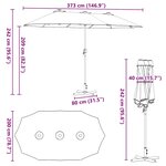 vidaXL Parasol de jardin Rouge bordeaux 380 x 196 x 235 cm