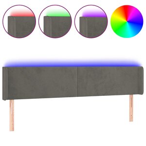 vidaXL Tête de lit à LED Gris foncé 163x16x78/88 cm Velours