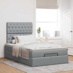 vidaXL Cadre de lit ottoman avec matelas gris clair 120x190 cm tissu