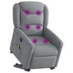 vidaXL Fauteuil inclinable de massage électrique Gris clair Tissu