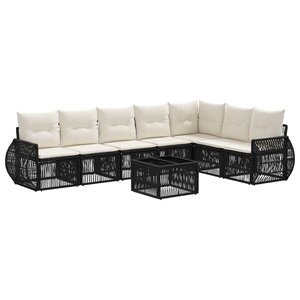 vidaXL Ensemble de canapé de jardin 8 Pièces Noir et blanc crème