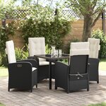 vidaXL Ensemble de Salle à Manger de Jardin 5 Pièces avec Coussins en Rattan Poly Noir