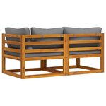 vidaXL Ensemble de canapés 2Pièces avec coussins gris foncé Acacia solide