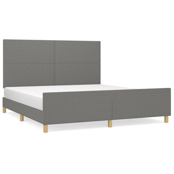 vidaXL Cadre de lit avec tête de lit Gris foncé 160 x 200 cm Tissu
