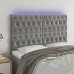 vidaXL Tête de lit à LED Gris clair 144x7x118/128 cm Velours