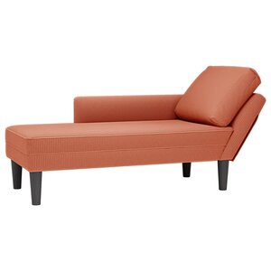 vidaXL Chaise longue avec coussin rouge orange tissu en velours côtelé