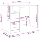 vidaXL Bureau vieux bois 102x50x76 cm bois d'ingénierie