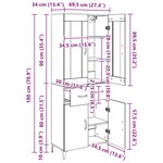 vidaXL Haut Armoire Chêne noir 69 5 x 34 x 180 cm Bois d'ingénierie