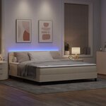 vidaXL Lit à ressorts avec matelas avec LED Crème 180 x 200 cm tissu