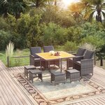 vidaXL Ensemble à manger de jardin coussins 9Pièces Résine tressée Gris