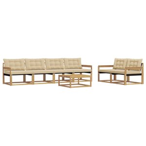 vidaXL Ensemble de canapés d'extérieur 7 pc Blanc et Beige