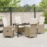 vidaXL Ensemble de salle à manger pour jardin 5 Pièces Beige Poly rotin