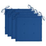 vidaXL Chaises de jardin et coussins bleu royal lot de 4 Bois de teck