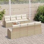 vidaXL Ensemble de canapé de jardin 9 Pièces Beige et blanc