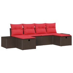 vidaXL Ensemble de canapé de jardin 6 Pièces Marron polyrotin