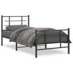 vidaXL Cadre de lit métal avec tête de lit/pied de lit noir 90x200 cm