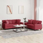vidaXL Ensemble de canapés 2 Pièces et coussins rouge bordeaux similicuir