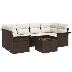 vidaXL Ensemble de canapé de jardin 7 Pièces Marron Poly rotin