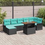 vidaXL Ensemble de canapé de jardin 8 Pièces Noir Poly rotin