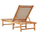 vidaXL Chaise longue taupe bois d'acacia solide et textilène