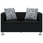 vidaXL Jeu de canapé à 2 places et à 3 places et fauteuil Noir