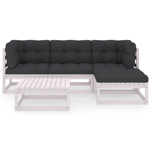Salon de jardin meuble d'extérieur ensemble de mobilier 5 pièces avec coussins bois de pin massif 02_0016334