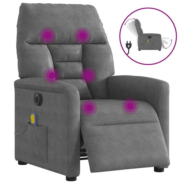vidaXL Fauteuil inclinable de massage électrique gris foncé