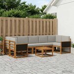 vidaXL Ensemble de canapés d'extérieur 6 pc Naturel et gris clair