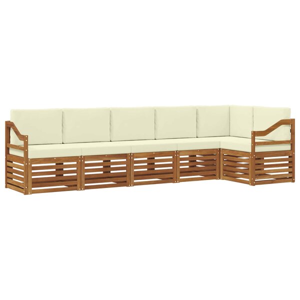 vidaXL Ensemble de canapés d'extérieur 6 pc Naturel et Crème Polyester