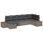vidaXL Ensemble de canapé de jardin 7 pièces avec coussins gris en poly rattan