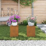 vidaXL Supports pour plantes 2 Pièces Rouillé 24 x 24 x 35 cm