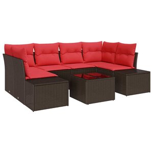 vidaXL Ensemble de canapé de jardin 7 Pièces Marron polyrotin