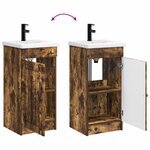 vidaXL Meuble de salle de bain avec évier Chêne fumé 42 x 40 x 84 5 cm