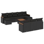 vidaXL Salon de jardin 11 Pièces avec coussins noir résine tressée