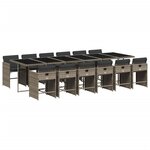 vidaXL Ensemble à manger de jardin coussins 13 Pièces gris résine tressée