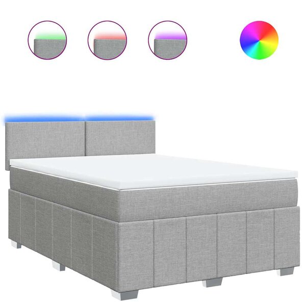 vidaXL Sommier à lattes de lit avec matelas Gris clair 140x200cm Tissu