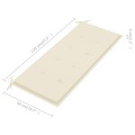 vidaXL Banc Batavia avec coussin crème 120 cm Bois de teck massif