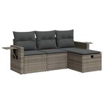 vidaXL Salon de jardin 4 Pièces avec coussins gris résine tressée
