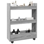 vidaXL Chariot de rangement étroit 3 niveaux sonoma gris