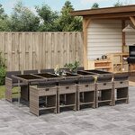 vidaXL Ensemble à manger de jardin 11Pièces avec coussins gris poly rotin