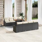 vidaXL Ensemble de salle à manger pour jardin avec coussin Noir  Crème