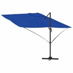 vidaXL Parasol Roma à Bras Déporté Bleu et Noir 352 x 251 x 260 cm
